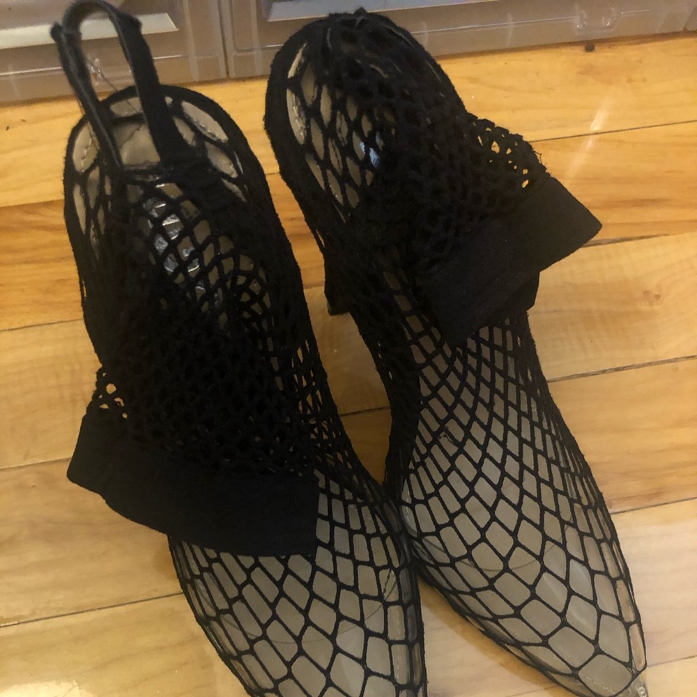 Fishnet ankle boots
